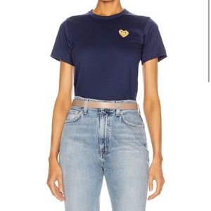 COMME DES GARCONS PLAY
Gold Heart Emblem Tee in Navy